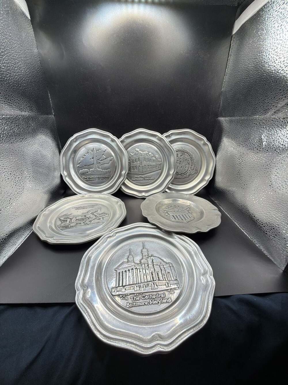 Wilton Pewter Commemorative Plates Baltimore Landmarks Set of 6